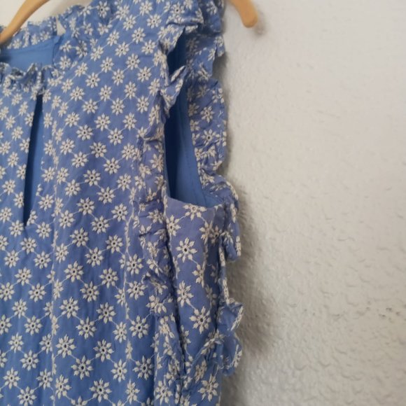 Blue Embroidered Flower Casual Dress London Times Size 8 - Picture 5 of 10